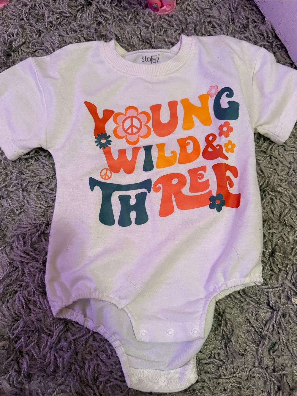White "Young Wild & Free" Graphic One-Piece